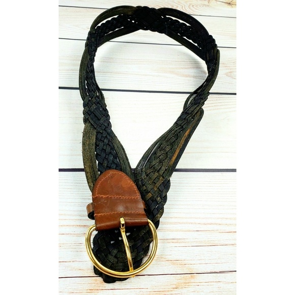 Leather wide weaved belt tan 3" wide fits to 42" - Picture 4 of 6